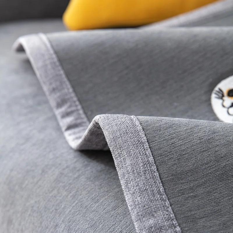 Коврик для диванной подушки с принтами скандинавских кошек, универсальный нескользящий сплошной цвет, чехлы для дивана для гостиной, L-образная защита для полотенец для дивана