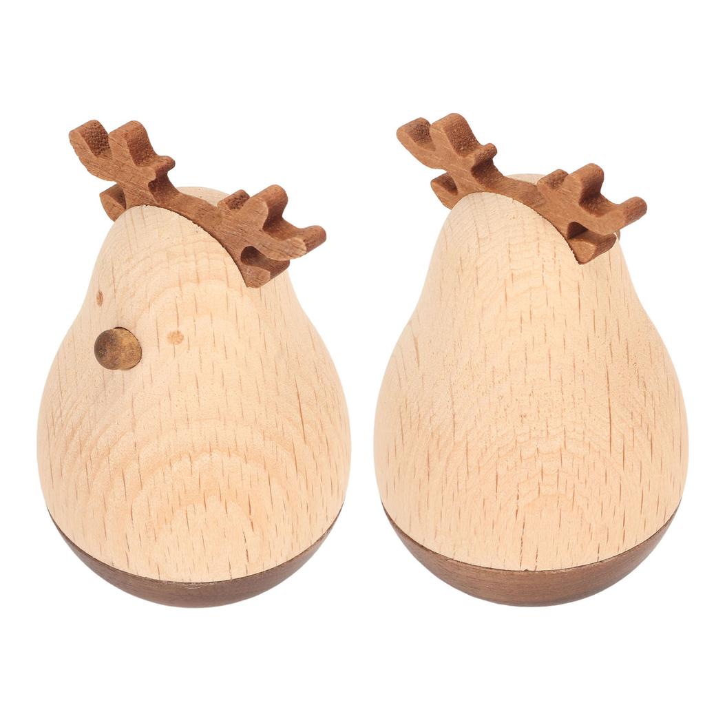 Deer Wobbler Cute Exquisite Sturdy Durable Wood Decorative Eye Catching Roly Poly Toy for Kids Home