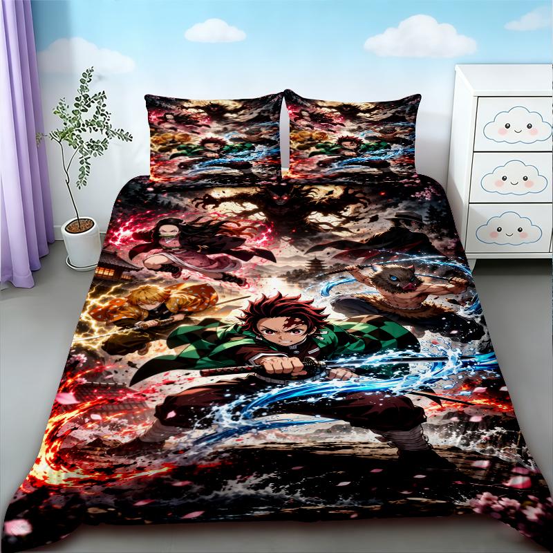 Duvet Cover Demon Slayer Kimetsu No Yaiba Kamado Nezuko Anime Polyester Bedding Set Duvet Cover Set Printed Cartoon Home Decor