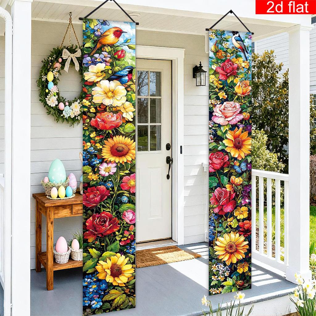 2pcs Banner Easter Polyester Porch Decoration