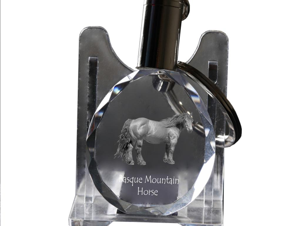 Basque Mountain Horse - Pendant with a Picture of a Horse, Crystal Key Ring In a Gift Box, Unique Gift by Art-Dog Brand