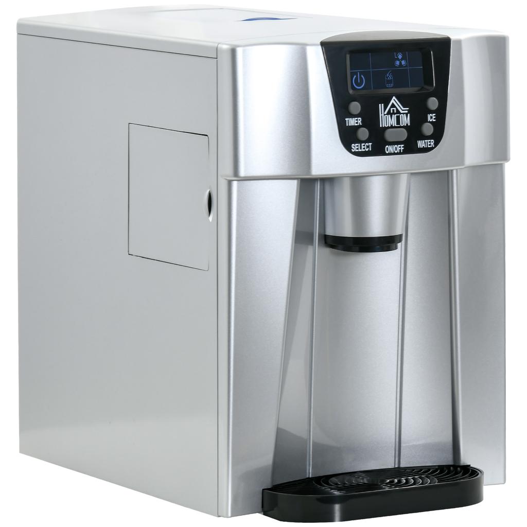 3L Ice Maker Machine and Water Dispenser, 12kg in 24H, 2 Sizes 9 Ice Cubes Ready in 6-10 Mins Ice Machine, Silver