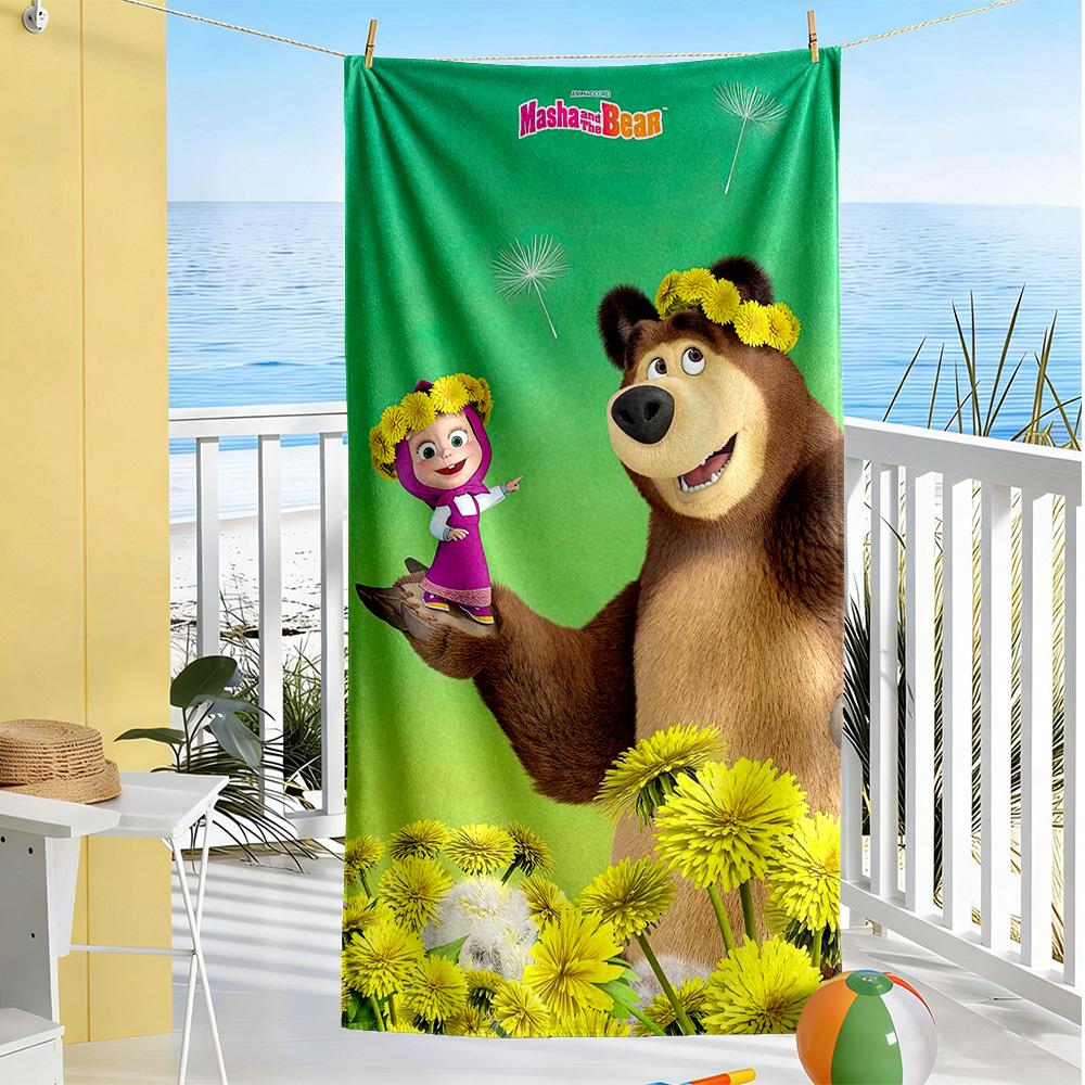 Masha Bear Beach Towel Super Soft Microfiber Quickdry Fabric Comfortable Lightweight