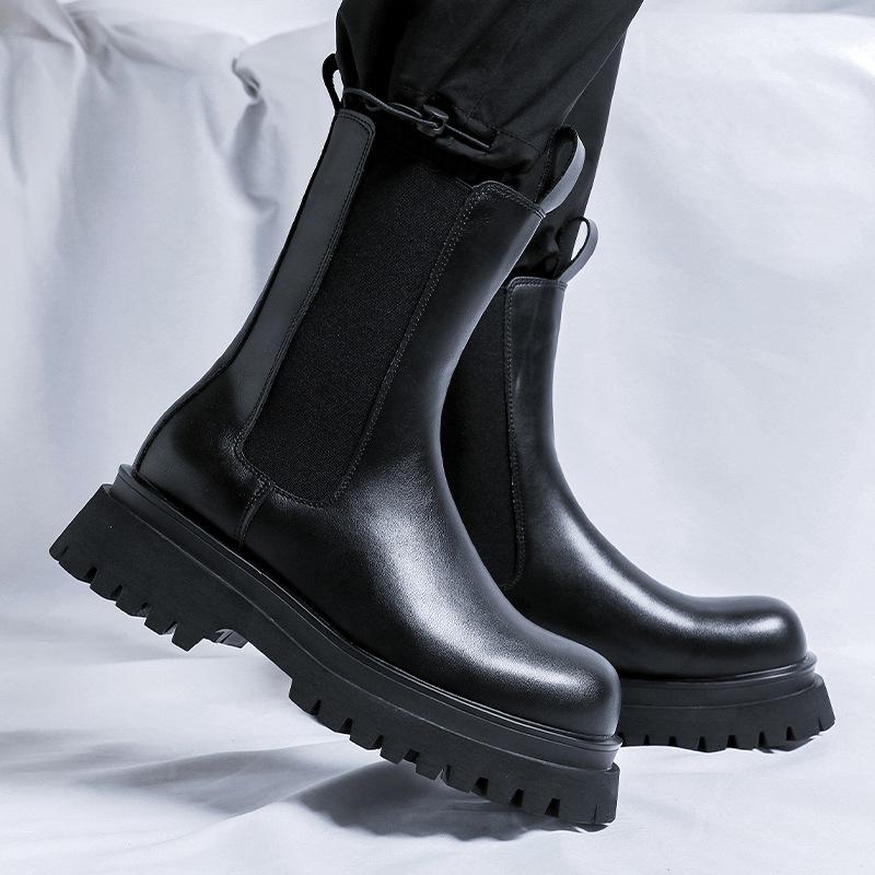 Мужская мода высокие челси ботинки обувь из натуральной кожи сценический клубный наряд ковбойские ботинки на платформе красивые длинные мотоциклетные боты
