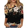 Round Neck 3D Flower Printed Top Fashionable Casual Long Sleeved Women's T-shirts