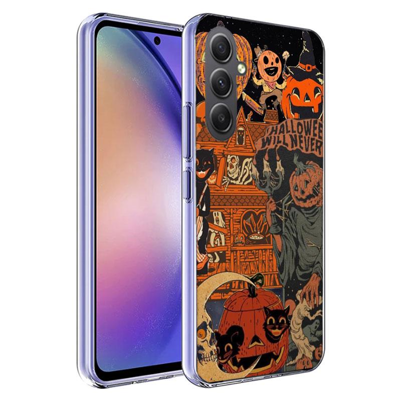 Halloween Fall Art Witch Cat Phone Case for Samsung A17 A37 A57 A07 A16 A26 A36 A56 A06 A02S A12 A22 A32 A52S A04S A14 A24 A34 A