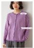 Korean Style Striped Cashmere Women's Knit Cardigan - Warm, Soft, and Skin-Friendly Outerwear Sweater.