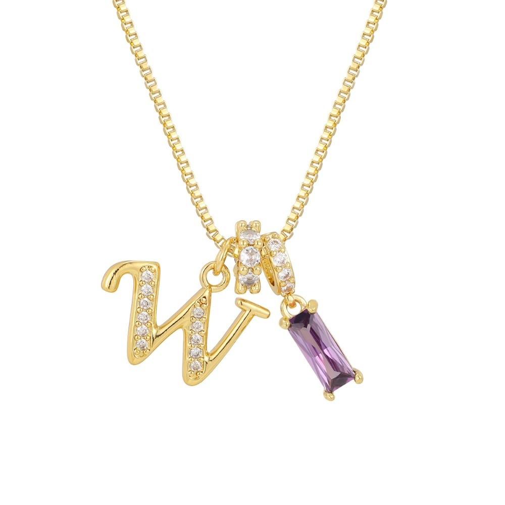 Adjustable Letter Jewelry Hypoallergenic Shiny Zircon Embedded Geometric Pendant Necklace Geometric Design Dopamine Style