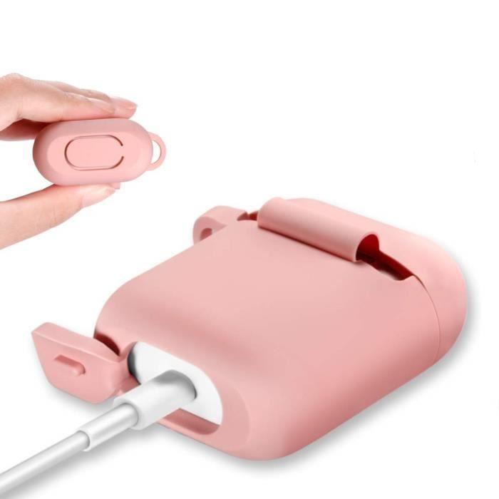Силиконовый чехол для AirPods розовый для AirPods 1 & 2 - Противоударная защита Пылезащитная заглушка и Карабин Phonillico®