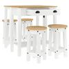 5 Piece Bar Set White Solid Pine Wood