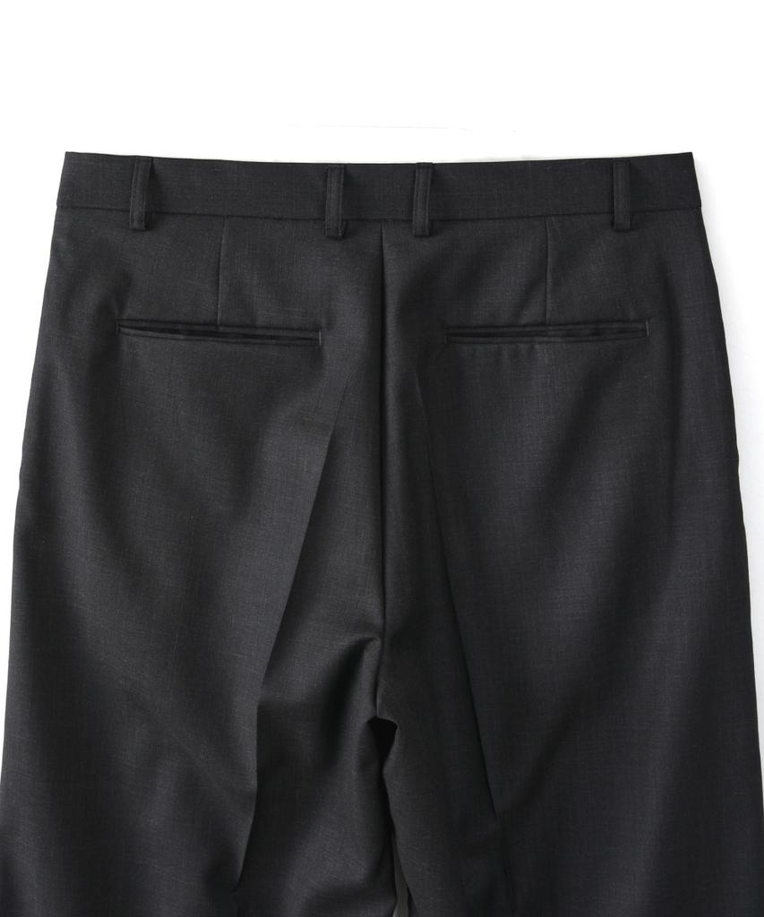 ASP Wool Blended Wide Two-Pleat Slacks - Deep Charcoal