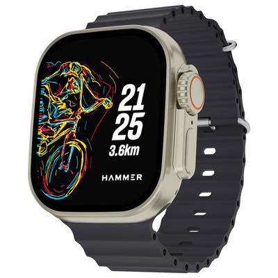 Смарт-часы HAMMER Active 2.0 Plus с 2,1-дюймовым HD-дисплеем, управлением жестами, вызовами по Bluetooth, студией создания циферблатов своими руками, спортивными режимами, менструальным циклом(черный)