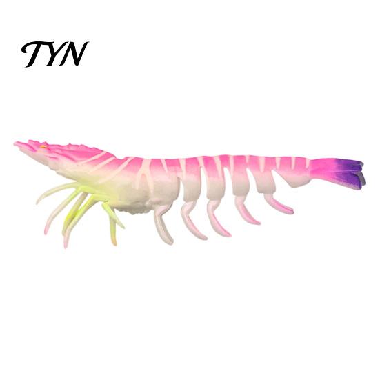 Reefs Fishing Lures 9.5cm/4.8g TPE Soft Bionic Shrimp Bait, Realistic Glitter Lure, Simulation Prawn Swim Bait for Freshwater Saltwater Trout