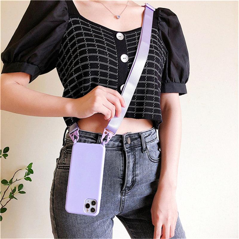 Мягкий силиконовый чехол-цепочка на шею для iPhone 16 15 Plus 14 13 12 11 Pro Max Mini X XS XR 8 7, чехол для шнура на шею