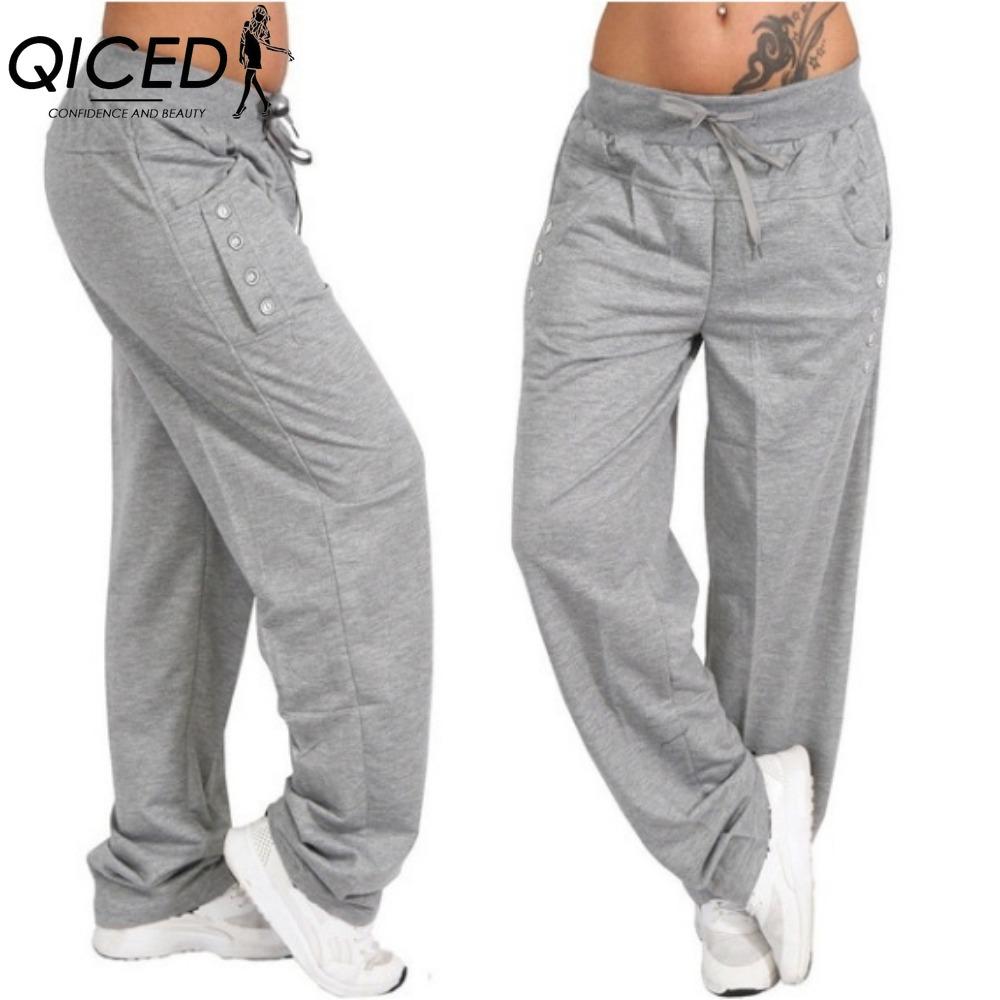 QICED Женские модные повседневные однотонные брюки и капри с принтом