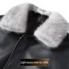 Futing Men's Winter Genuine Sheepskin Leather Down Jacket with Mink Fur Collar