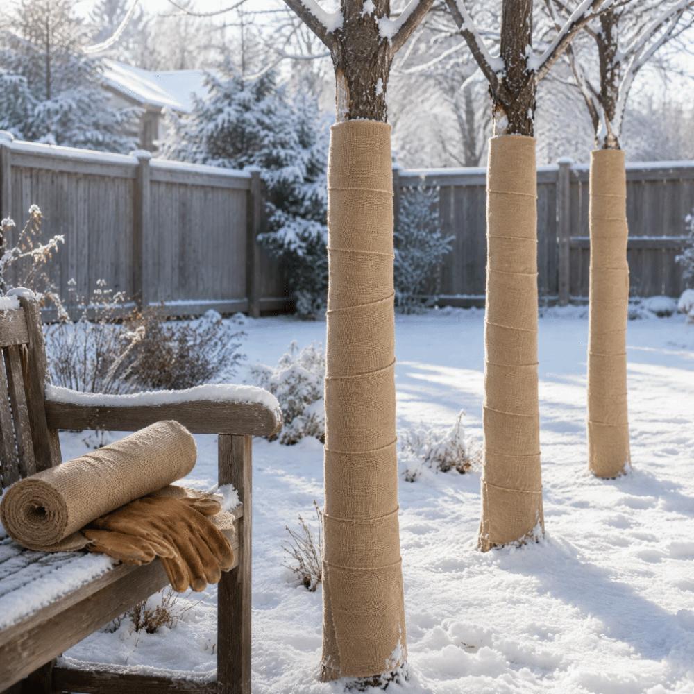 Burlap Cloth Tree Wrap Tape Natural Fabric Burlap Plant Cover Winter Tree Wrap Tree Protection