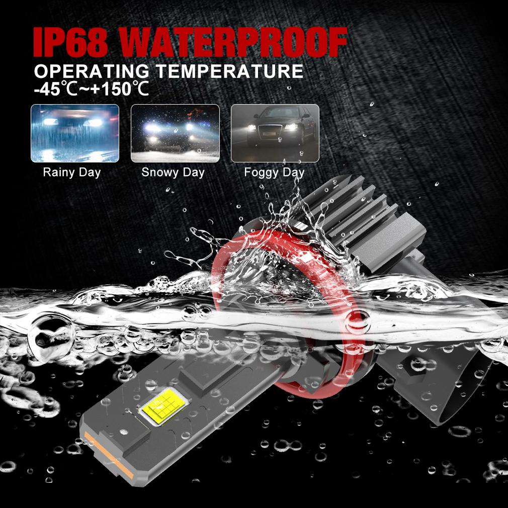 2Pcs 25000LM H8 H11 LED Headlight Bulbs 9005 HB3 9006 HB4 Canbus Car Fog Light 50W Turbo Led Diode Lamp Auto Driving Light 12V 6000K White Plug&Play