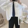 Trendy Men's Long-Sleeve Korean-Style White Shirt: Handsome Workwear for Spring & Autumn