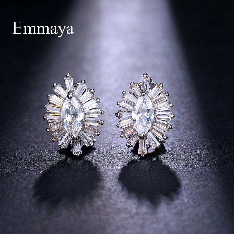 Emmaya Stud Zircon Sun Flower Stud Earrings Cubic Zirconia and Rose Gold For Women Luxury Party Gifts