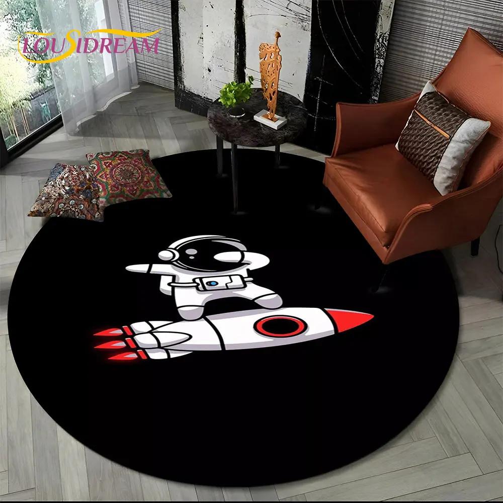 3D Космонавт Космический Мультяшный Круглый Ковер, Ковер для Гостиной Детской Спальни Дивана Игровой Комнаты, Нескользящий Коврик