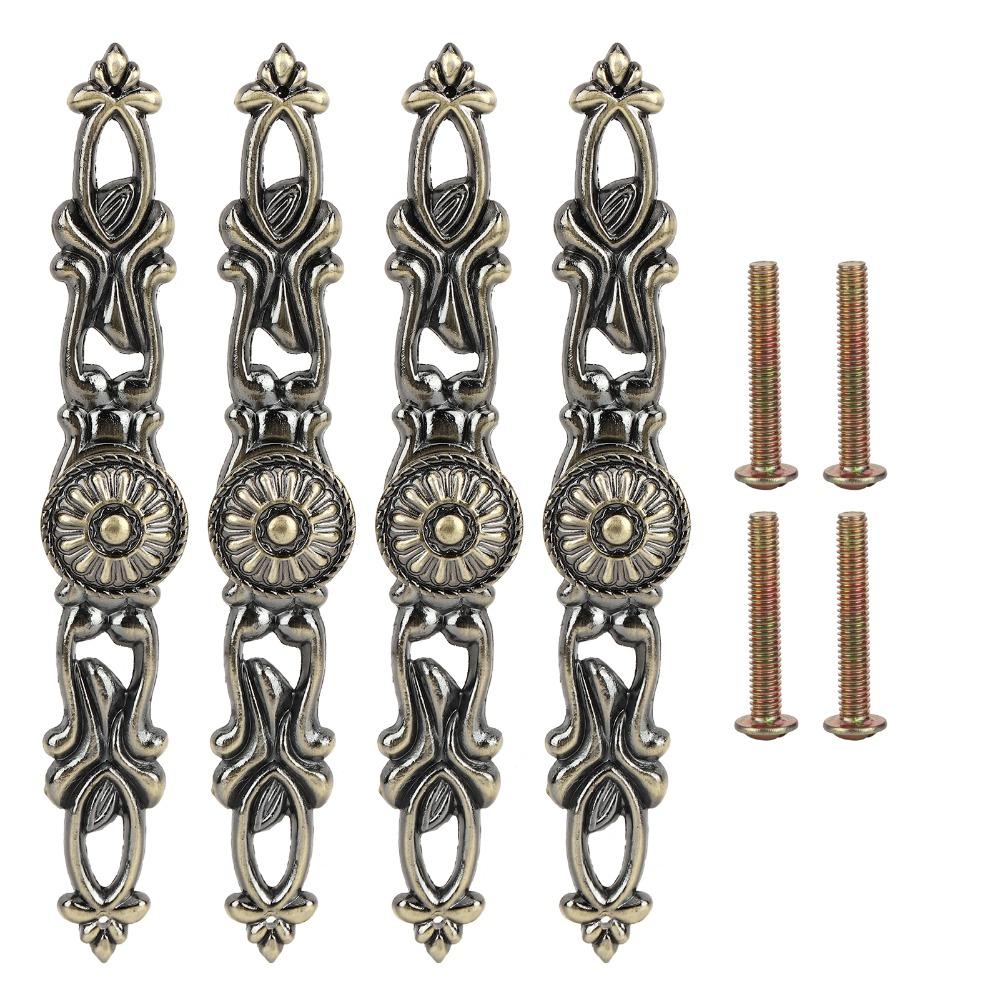 4pcs Durable Drawer Pulls Antique Bronze Door Handles Vintage Cabinet Handles Kitchen