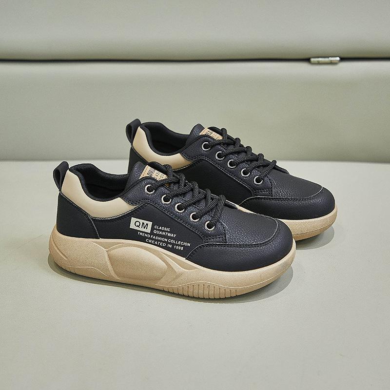 Женские белые кроссовки для бега в корейском стиле, весна 2025 г., повседневные кроссовки на толстой подошве XQ5801