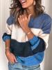 2024 Women's Casual Striped Long Sleeve Round Neck Sweater for Autumn and Winter
