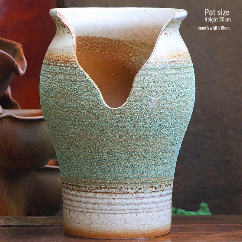 Большой Ручной Глиняный Керамический Цветочный Горшок – Дышащий Высокий Горшок для Суккулентов, Бугенвиллии, Стрелиции, Горшок из Фиолетовой Глины