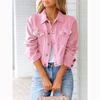 Spring and Autumn Women's Casual Short Solid Color Long Sleeve Denim Jacket