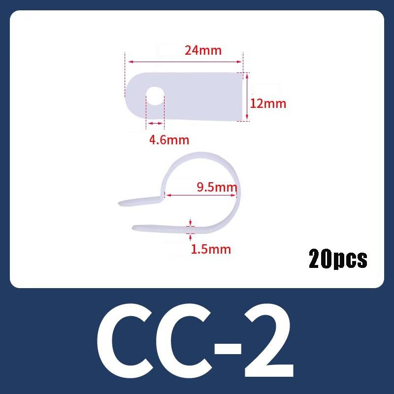 20-50PCS White/Black R-Type Nylon Cable Clamp Plastic P Clips Nylon Fasteners Cable Mounting Fix Hardware Electrical Fittings