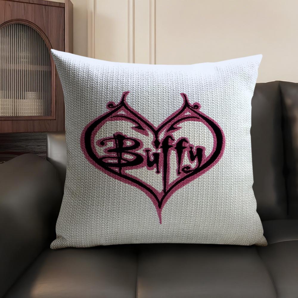 BBuffy Vampire Slayer  Cushion Cover Natural Linen Organic Fabric DoubleSided Printing Sofa Home Decor Gift Pillow Case