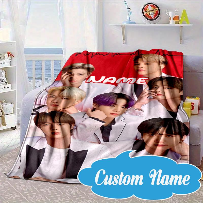 Custom Name K-pop Stars Formal Attire Blanket bed sofa Blanket Flannel Blanket for Camping, Hiking, Picnic Essentials,gift for Fan family