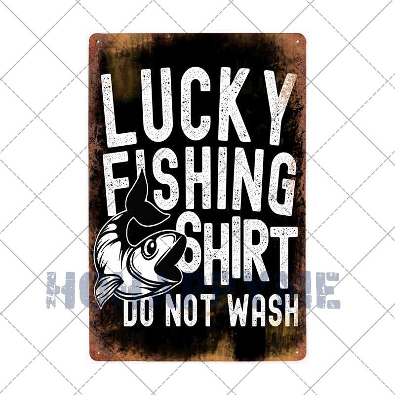 Fish Vintage Posters Sign Metal Plates Fisherman Fishing Solves Rules Classic Salmon Plaques Home Decoration Accessories 20X30CM