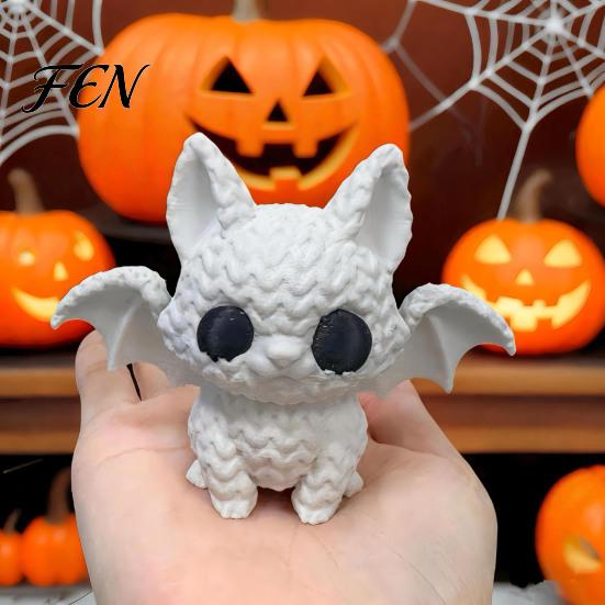 Bookshelf Bat Ornament Festive Halloween Ornament, Knitted Texture Cat Design Figure, Dark Style Mini Size Sculpture for Party Desk Shelf Decor