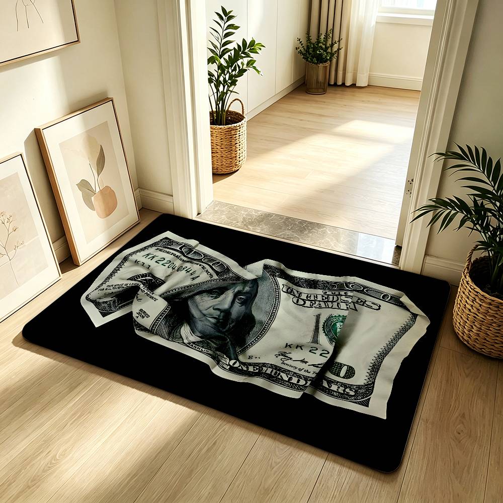 Art Money Talks Carpet Bathroom Anti-slip Mat Door Mat Home Decoration Mat Entrance Door Mat Scratch-resistant Door Mat