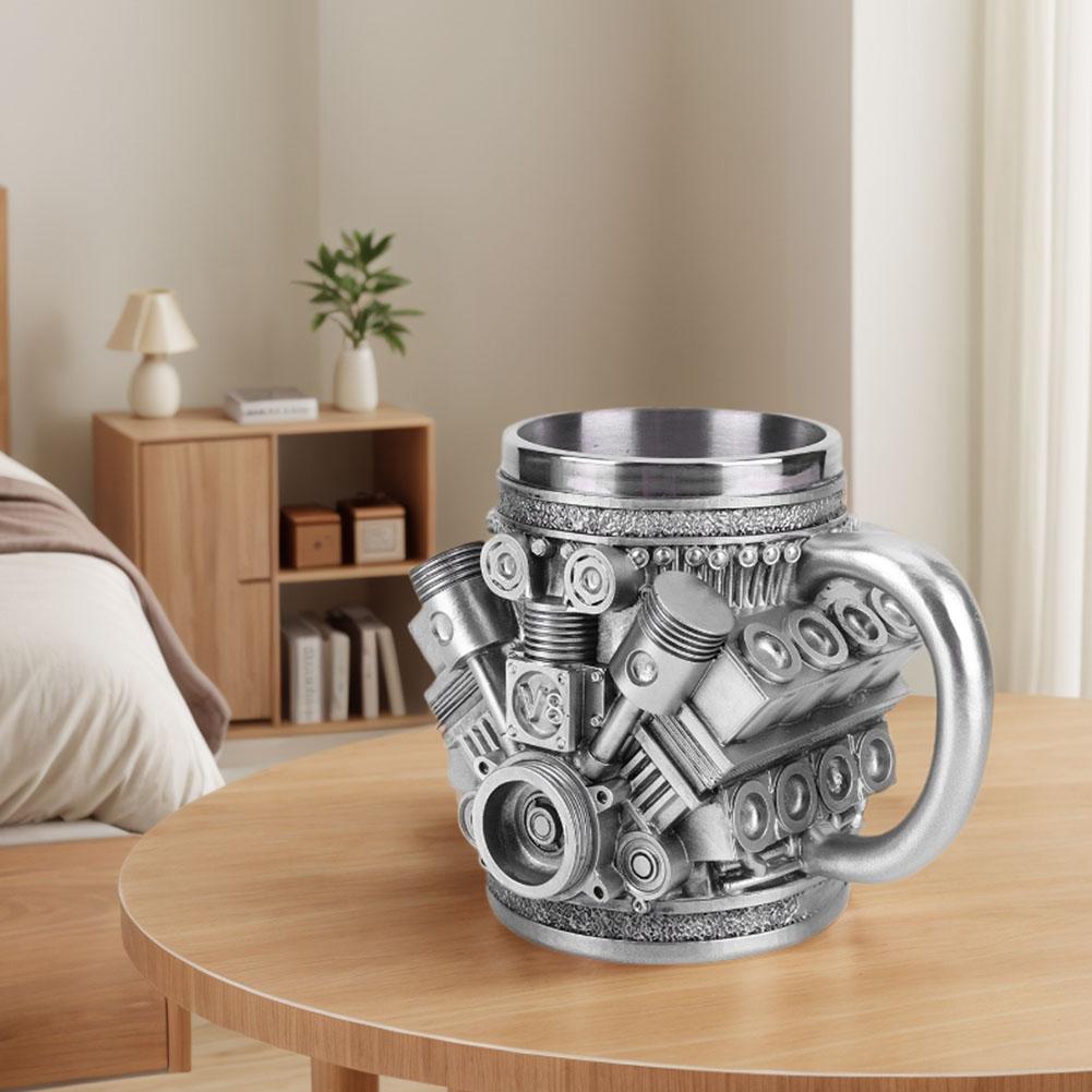 Engines Coffee Mug Stainless Steel Mug Resin Personalized 3D Engines Mug 15oz Water Cup for Boyfriend Or Dad Gift