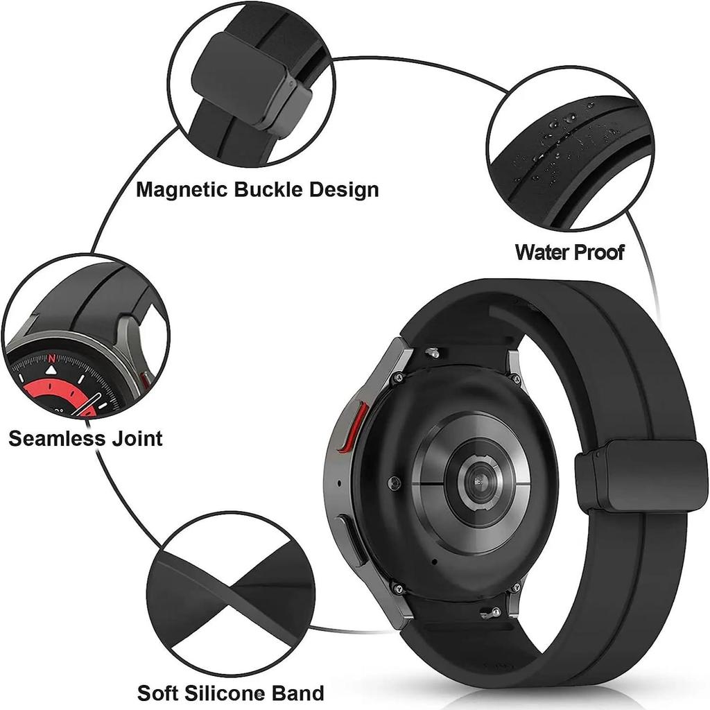 Силиконовый ремешок без зазора для Samsung Galaxy Watch 6 5 4 40 мм 44 мм 5 Pro 45 мм Магнитный браслет для Watch 6 4 Classic Ремешок для часов