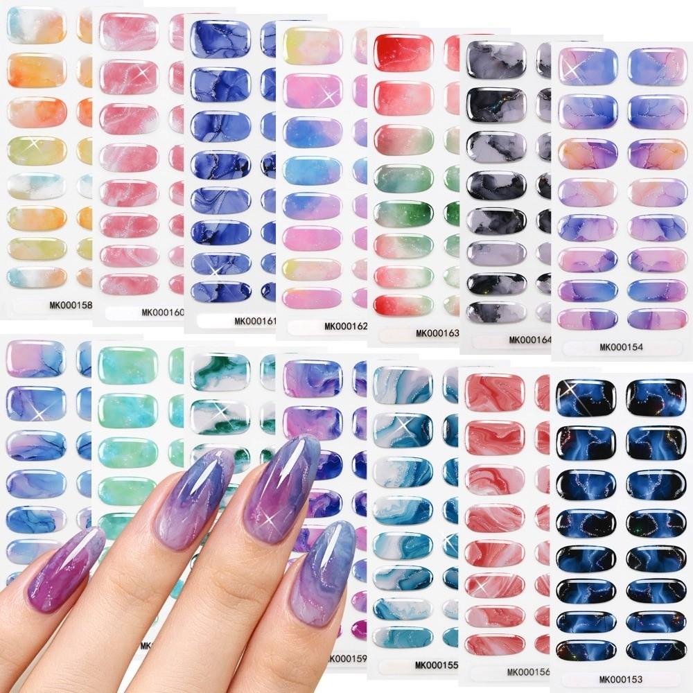 Self-Adhesive Manicure Stickers 16 Tip Full Cover Nail Wraps New UV Polish Nail Strips Women