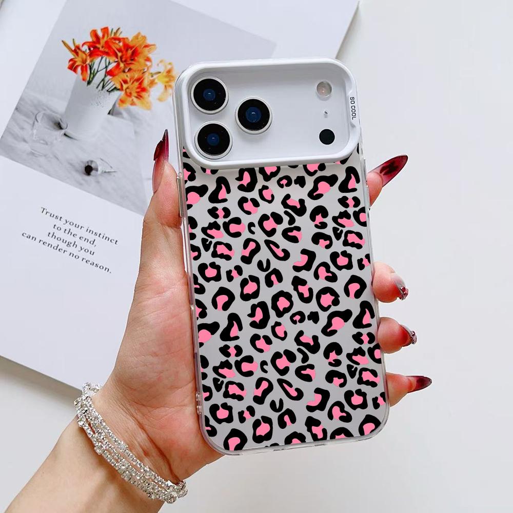 INS Чехол для телефона с леопардовым принтом для iPhone 17 16 15 14 13 12 11 Pro Max Air Матовый Лазерный Аврора Ударопрочный Funda