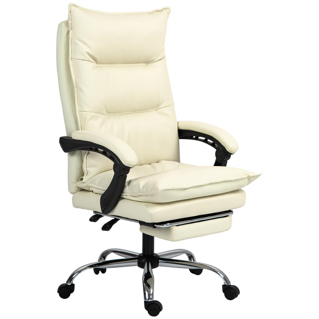 Ergonomic Office Chair Reclining Desk Chair, Footrest, Beige