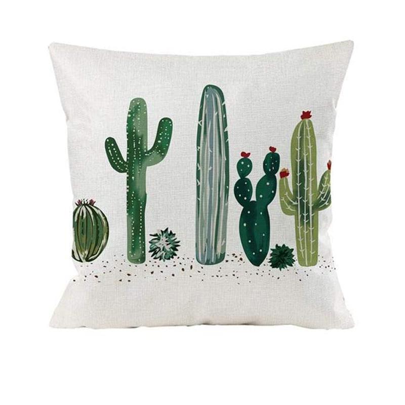 Simple Modern Green Leaves Tropical Plant Series Linen Pillowcase Nordic Small Fresh Style Cushion Cover