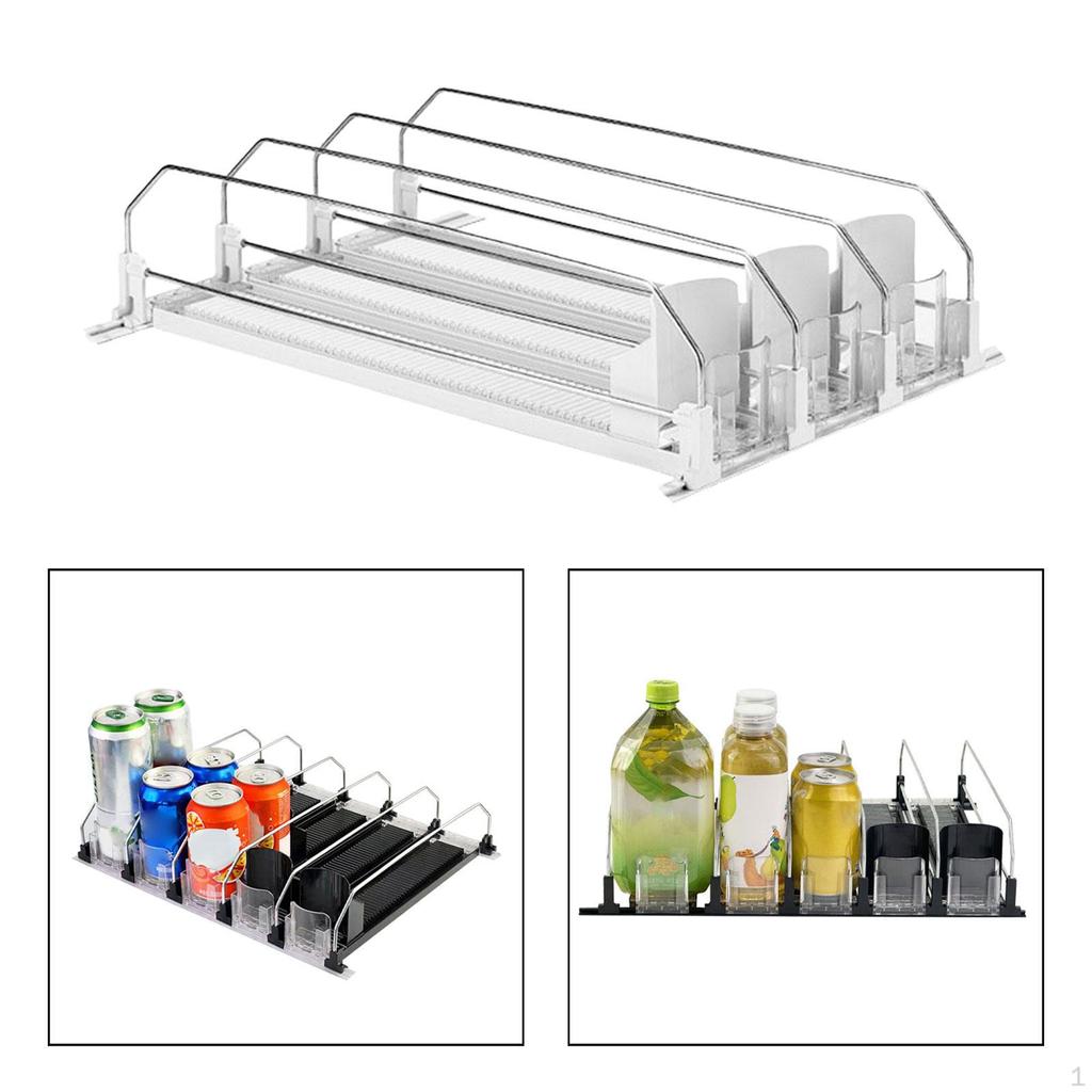 Drink Organizer for Fridge Automatic Propeller Bottle Rack Durable Spring Loaded Beverage