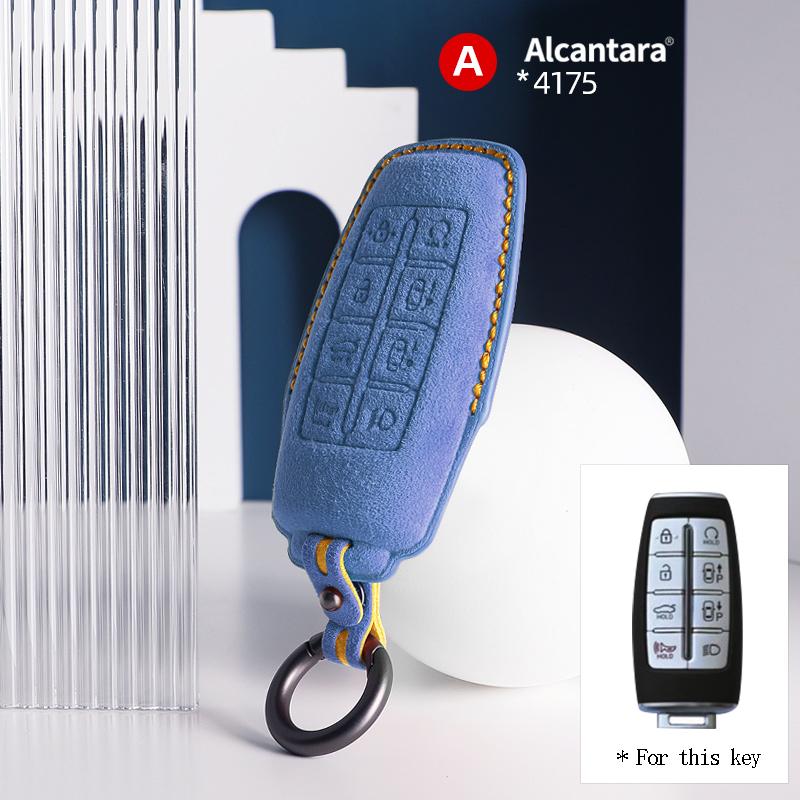 Alcantara Suede For Genesis G80 GV70 GV80 2019 2020 2025 2025 Car Key Case Auto Accessories Remote Keychain Shell Protectors