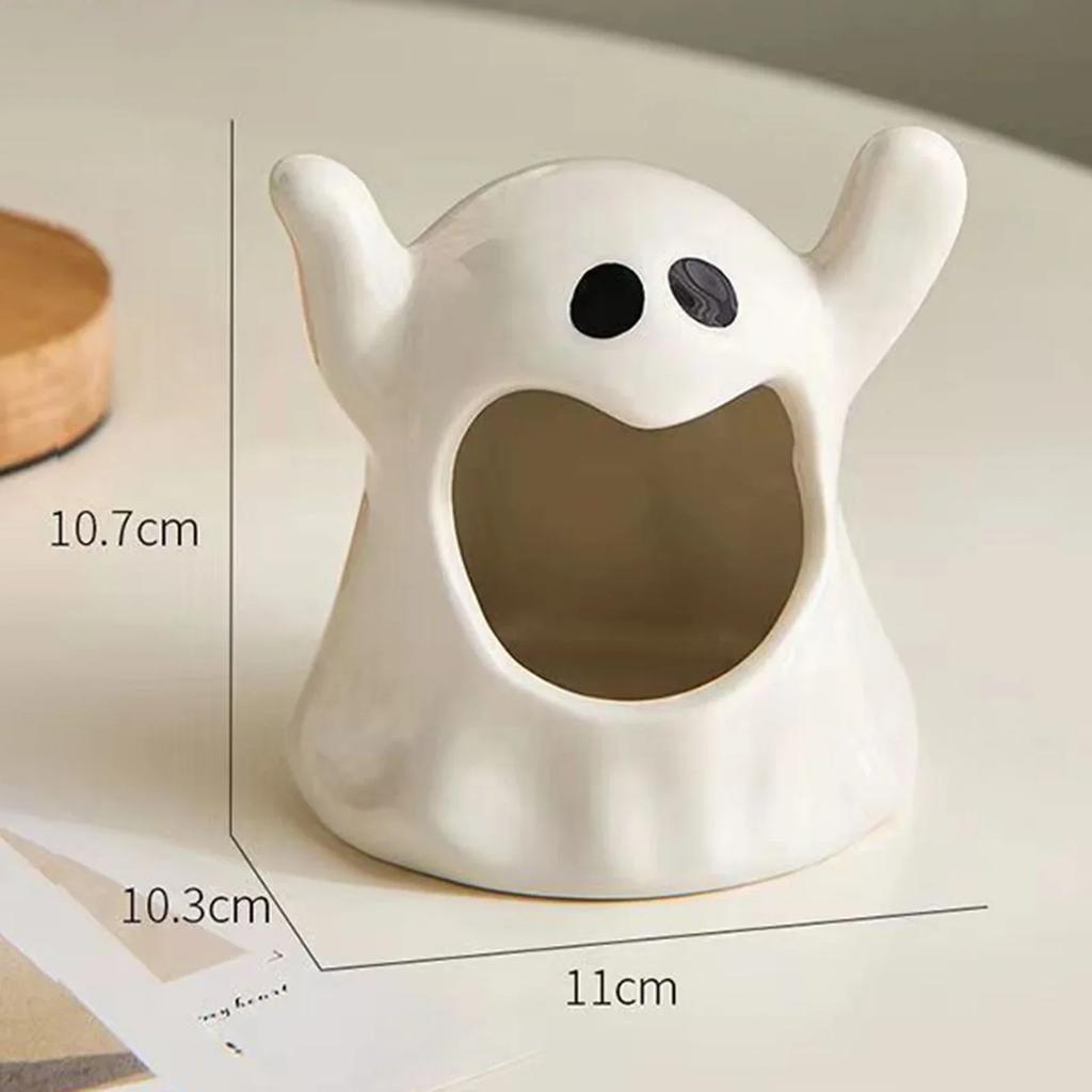 Ceramic Halloween Ghost Candle Holder Cute Rabbit Figurine Scented Candle Holder Home Table Candlestick Decorative Ornaments