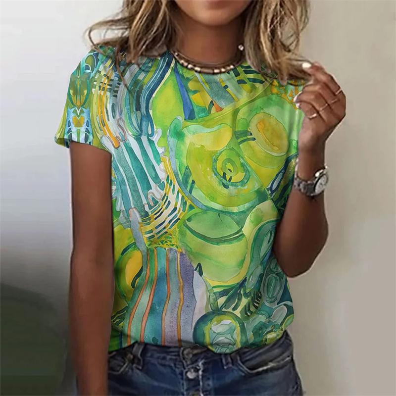 Women's T-Shirts Graffiti Art Fashion Print Short Sleeve Top Tees O-Neck Personality Women Summer Harajuku Loose Female Clothing