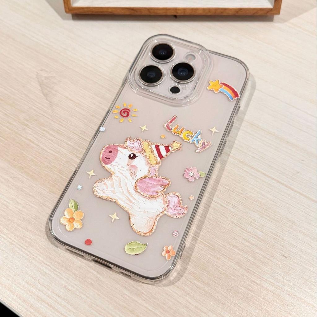 Pony mobile phone case for iPhone17 transparent 16promax soft 15 Apple 14 cute 13 female flowers 12 sets