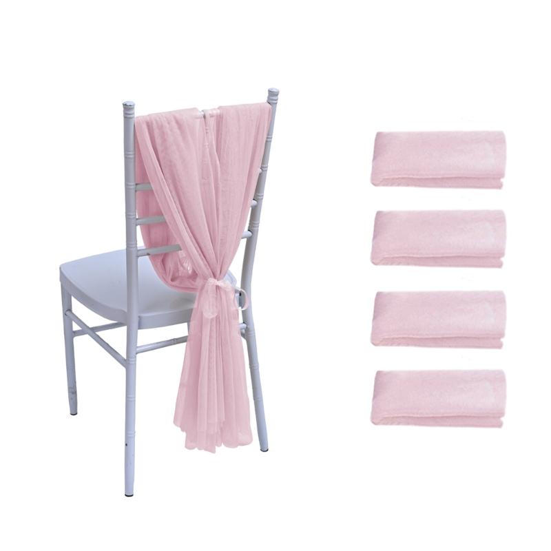 Wedding Chair Sashes Tulle Wedding Aisle Back Side Decorations Sheer Tulle Fabric For Wedding Props