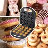 Mini Donut Maker Machine Food Grade Non-stick Surface Design 16 Holes EU Plug Dishwasher Safe Powerful Plug-Play Small Donut Machine