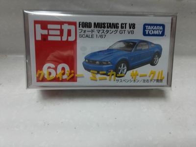 Снятая с производства Tomica No. 60 Ford Mustang GT V8 Crazy Minicar Circle с кейсом